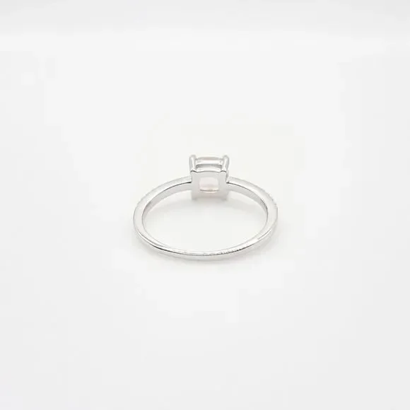 Created Morganite Cushion Cut Sterling Ring - Picture 2 of 5
